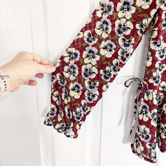 Madewell Drawstring Ruffle Hem Top in Viola Floral - Picture 5 of 10